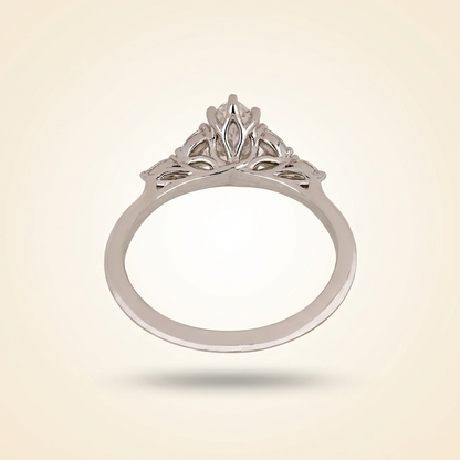 Marquise Cut Diamond Engagement Ring with Leaf Cluster Side Stones