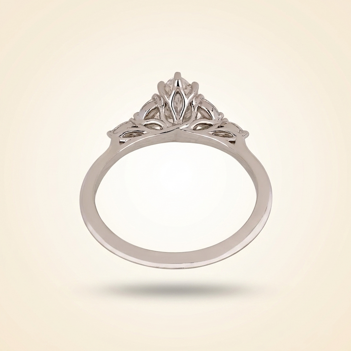 Marquise Cut Diamond Engagement Ring with Leaf Cluster Side Stones