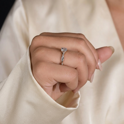 Round Cut Twisted Vine Diamond Engagement Ring