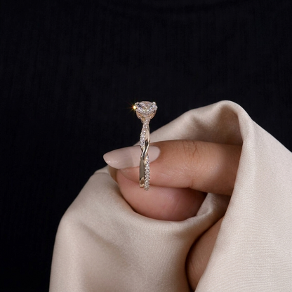 Round Cut Twisted Vine Diamond Engagement Ring