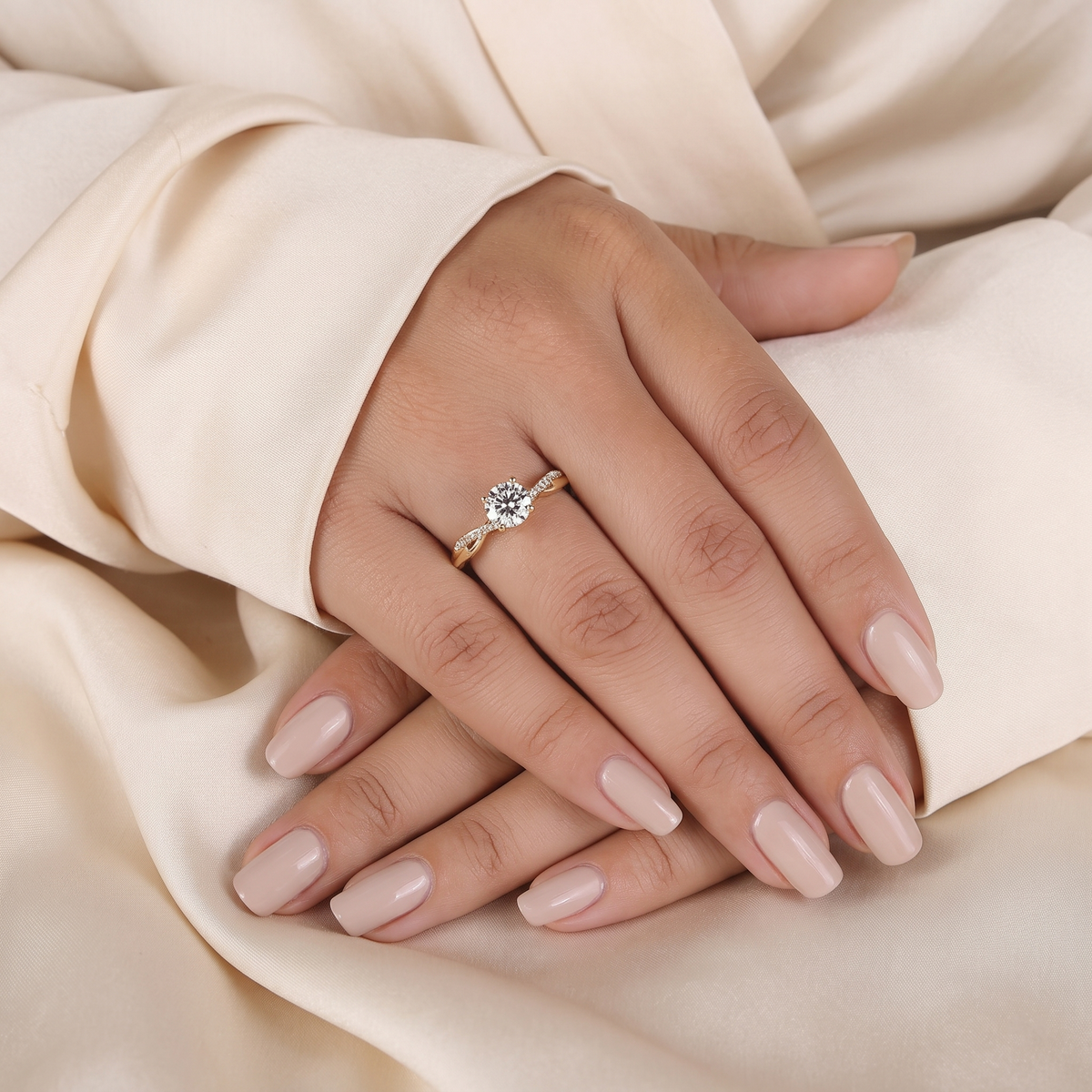round cut twisted vine diamond engagement ring