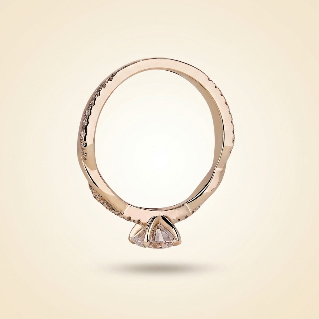 round cut twisted vine diamond engagement ring