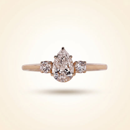 Pear Cut Three Stone Diamond Engagement Ring