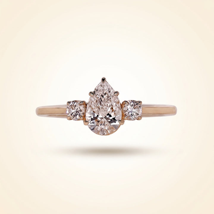 Pear Cut Three Stone Diamond Engagement Ring