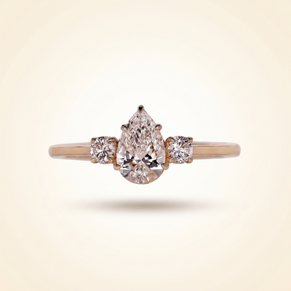 Pear Cut Three Stone Diamond Engagement Ring