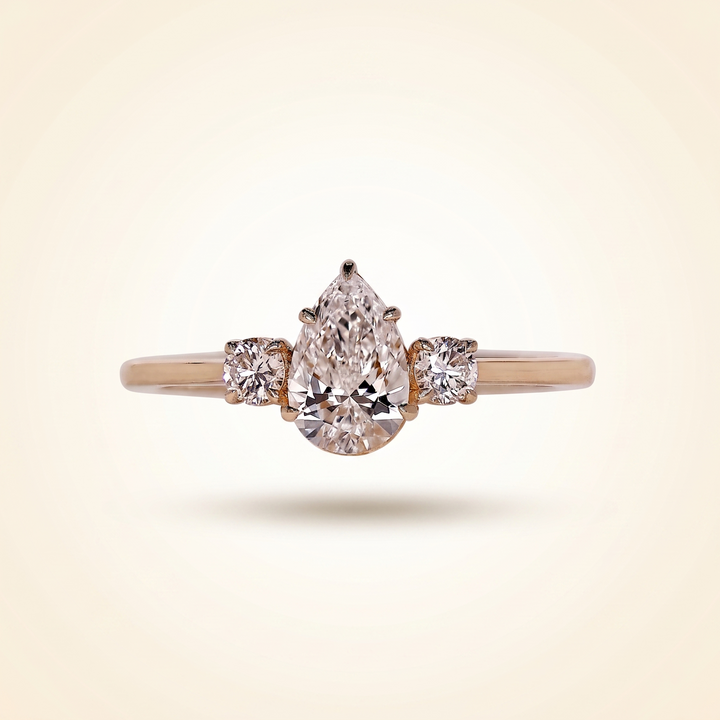 Pear Cut Three Stone Diamond Engagement Ring