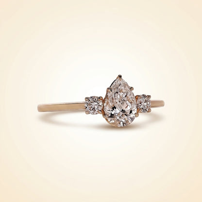 Pear Cut Three Stone Diamond Engagement Ring