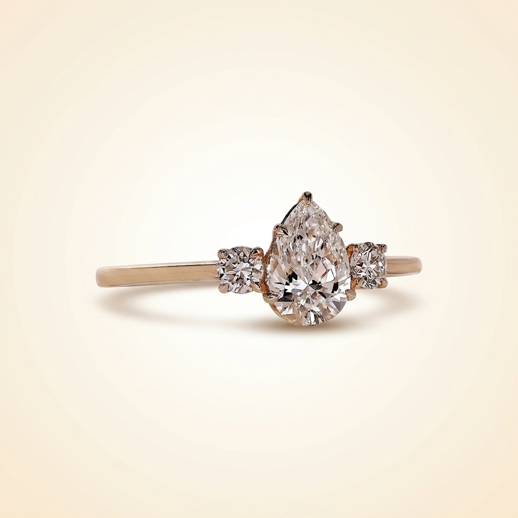 pear cut three stone diamond engagement ring