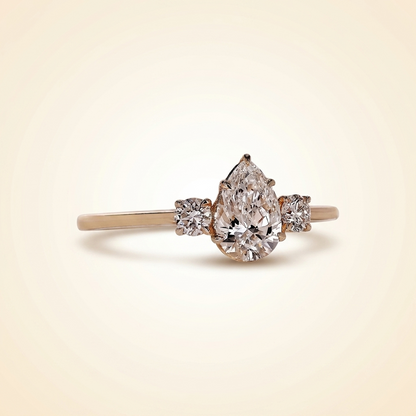 Pear Cut Three Stone Diamond Engagement Ring