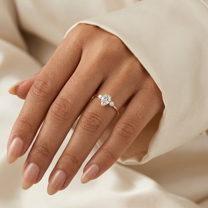 Pear Cut Three Stone Diamond Engagement Ring