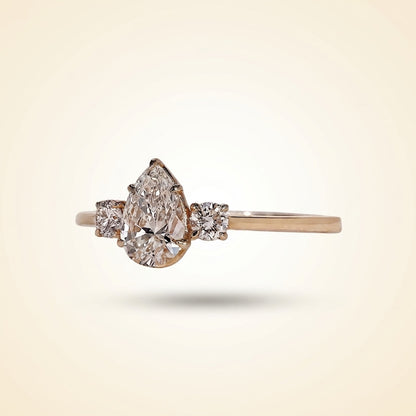 Pear Cut Three Stone Diamond Engagement Ring