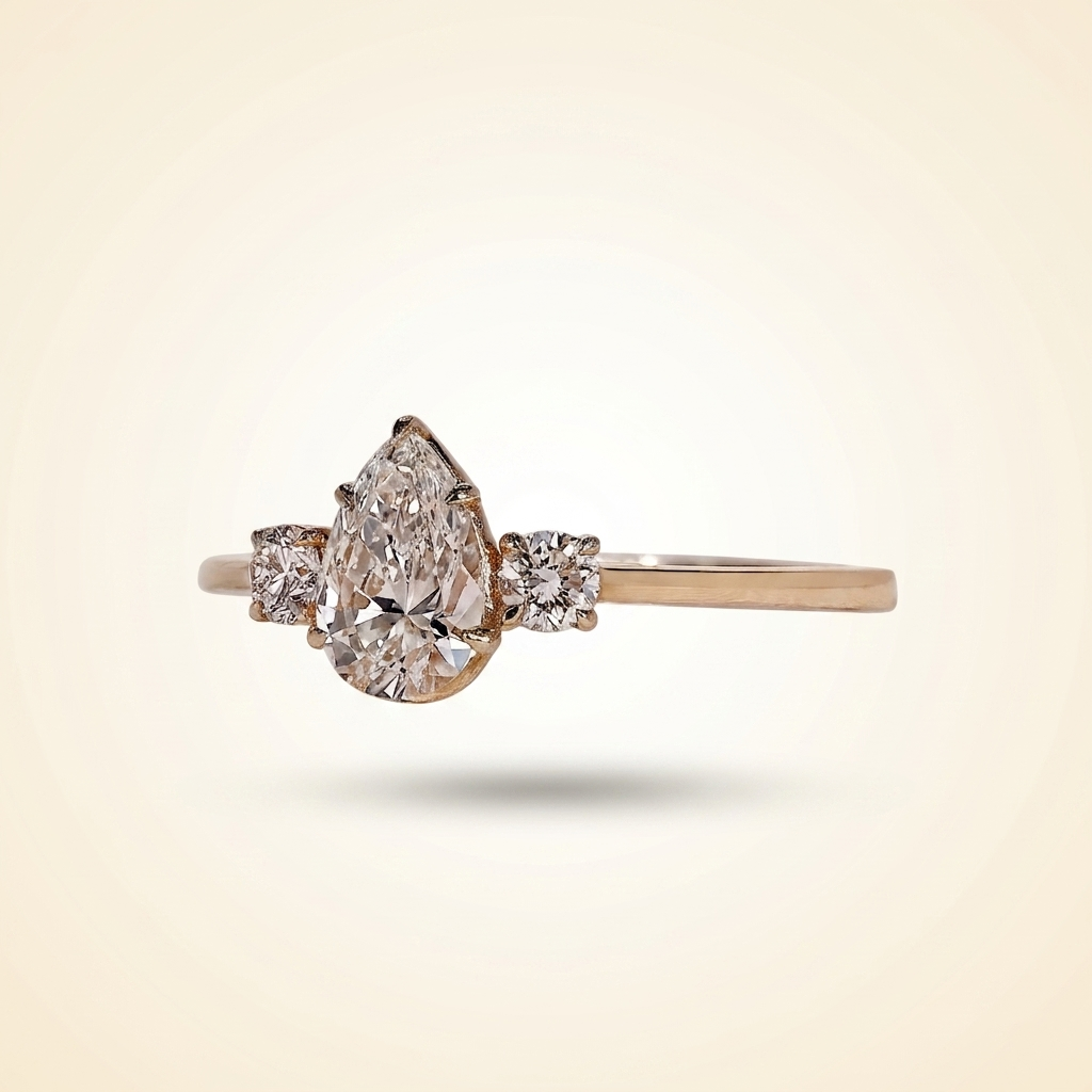 pear cut three stone diamond engagement ring