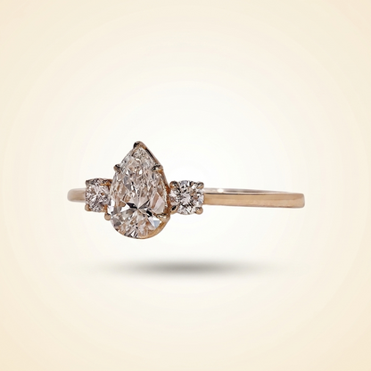 Pear Cut Three Stone Diamond Engagement Ring