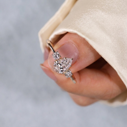 Pear Cut Three Stone Diamond Engagement Ring