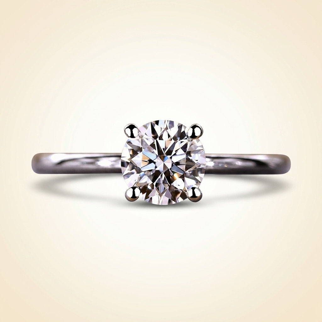 round cut hidden halo diamond engagement ring