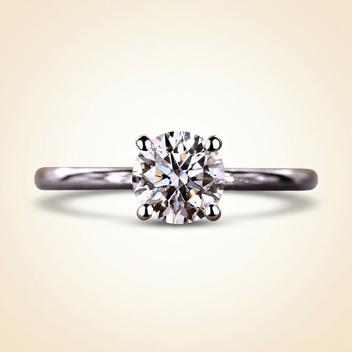 Round Cut Hidden Halo Diamond Engagement Ring