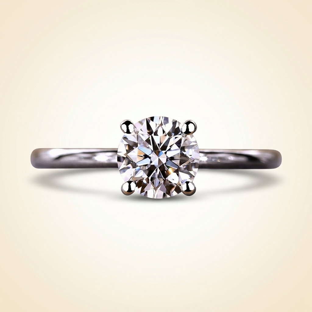 round cut hidden halo diamond engagement ring