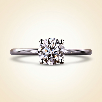 Round Cut Hidden Halo Diamond Engagement Ring