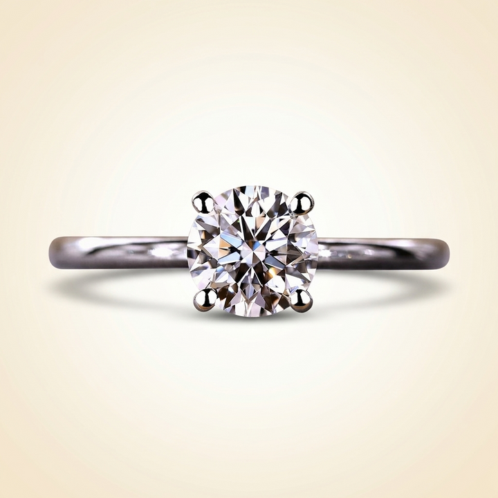 Round Cut Hidden Halo Diamond Engagement Ring