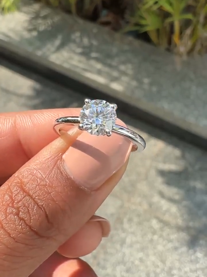 Round Cut Hidden Halo Diamond Engagement Ring