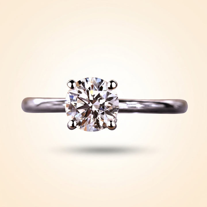 Round Cut Hidden Halo Diamond Engagement Ring