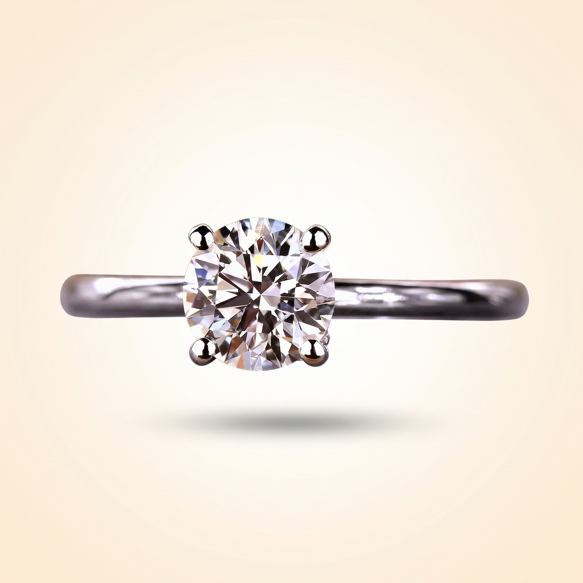 round cut hidden halo diamond engagement ring