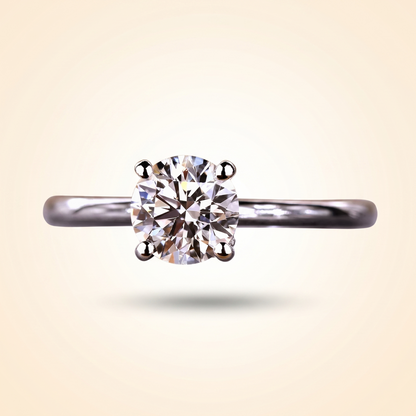 Round Cut Hidden Halo Diamond Engagement Ring