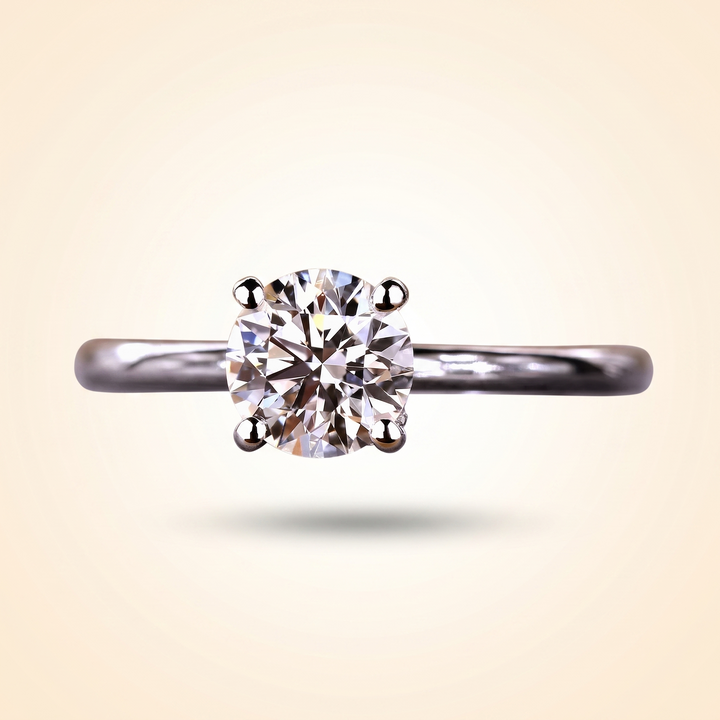Round Cut Hidden Halo Diamond Engagement Ring