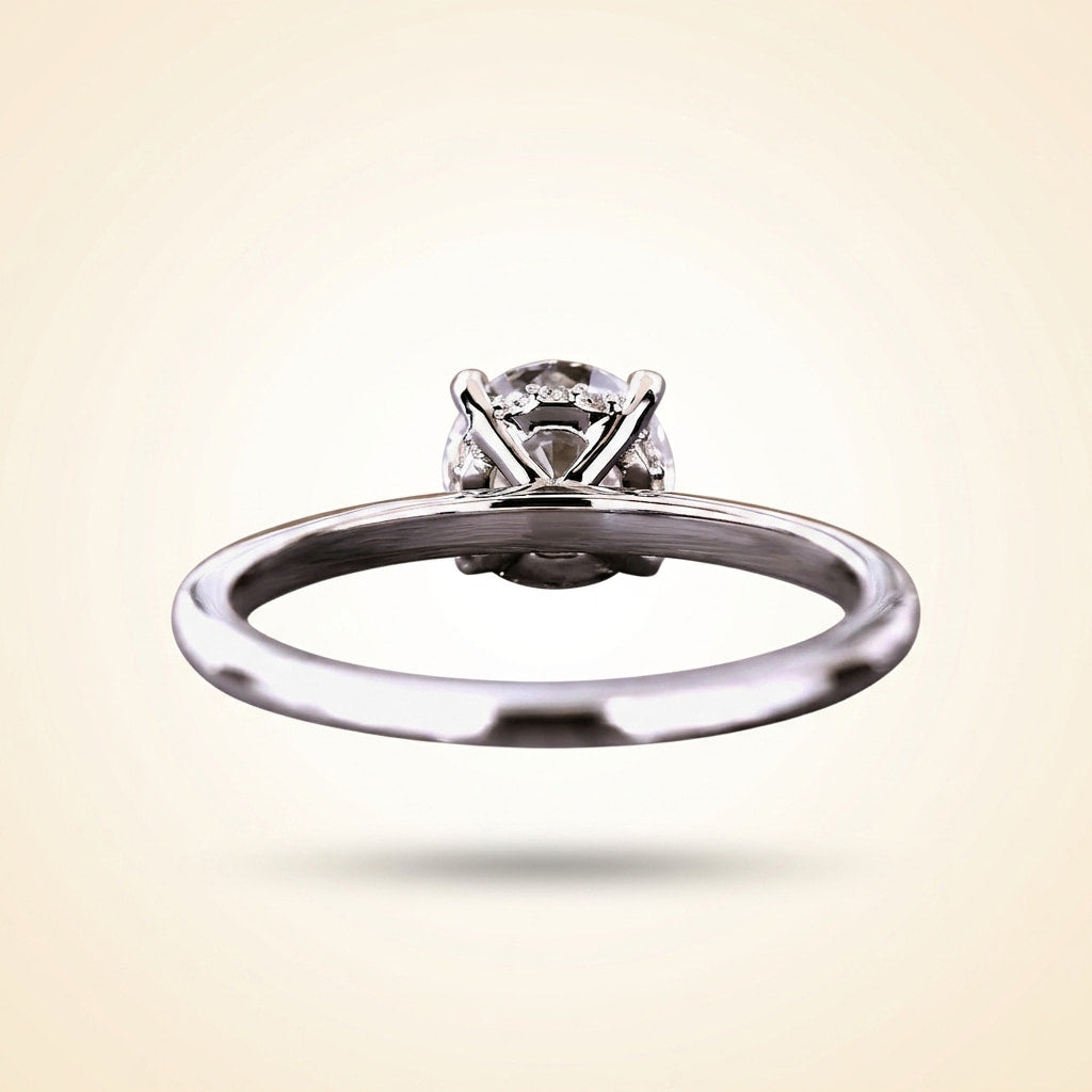 round cut hidden halo diamond engagement ring