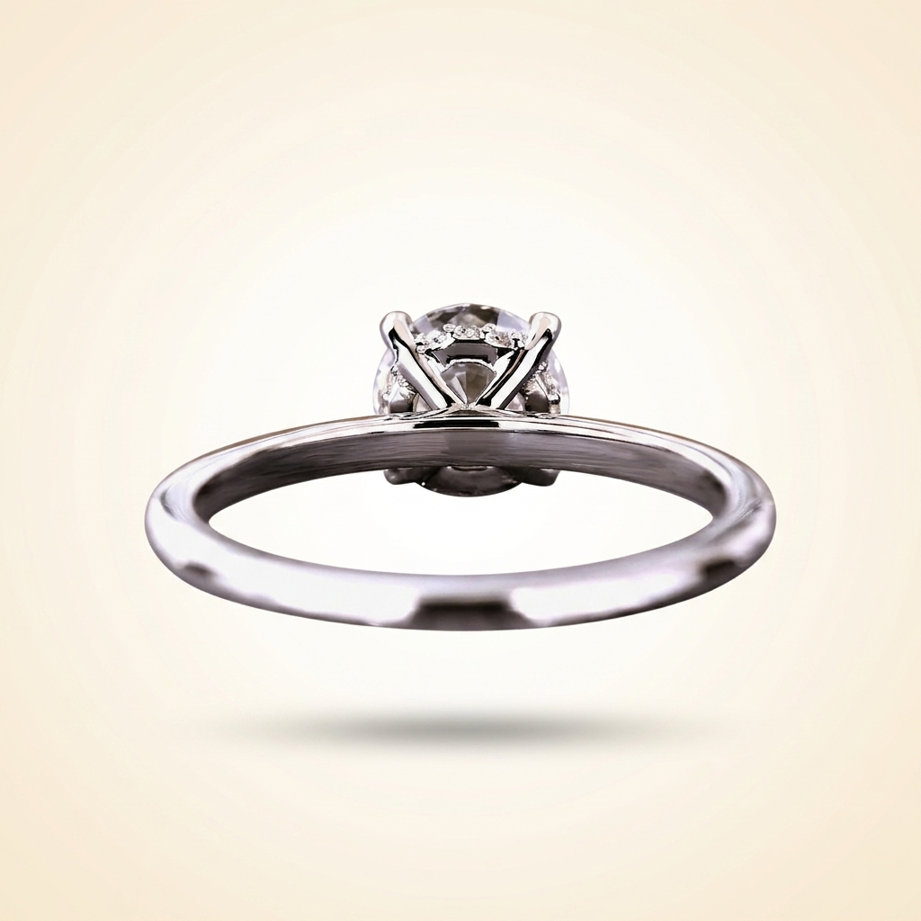 round cut hidden halo diamond engagement ring