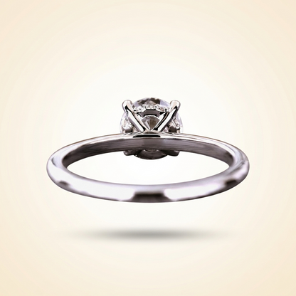 Round Cut Hidden Halo Diamond Engagement Ring