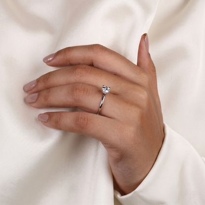 Round Cut Hidden Halo Diamond Engagement Ring