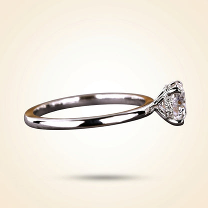 Round Cut Hidden Halo Diamond Engagement Ring