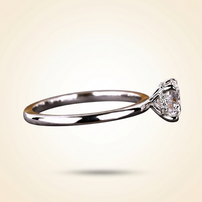 Round Cut Hidden Halo Diamond Engagement Ring