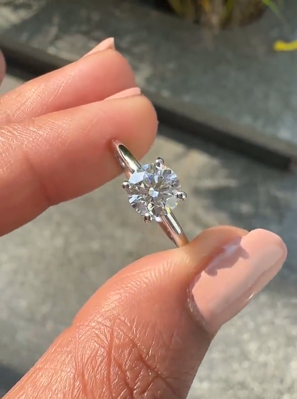 Round Cut Hidden Halo Diamond Engagement Ring