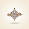 Marquise Cut Diamond Engagement Ring with Cluster Side Accent