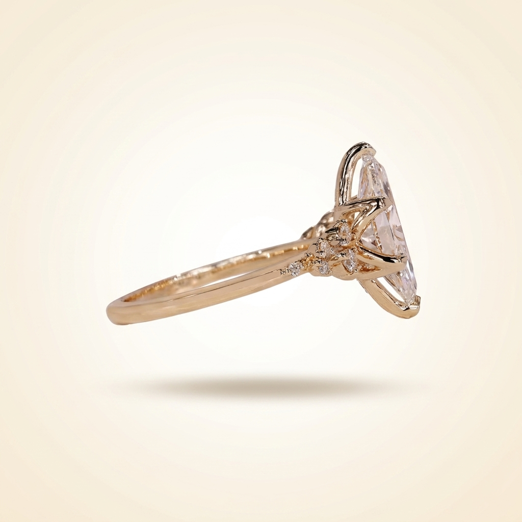 marquise cut diamond engagement ring with cluster side accent