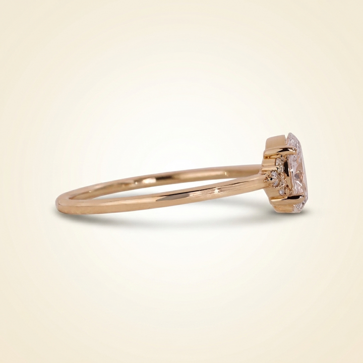 Oval Cut Diamond Engagement Ring with Cluster Side Accents