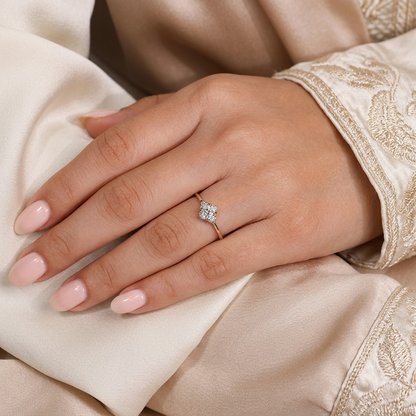 Oval Cut Diamond Engagement Ring with Cluster Side Accents
