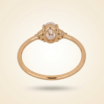 Oval Cut Diamond Engagement Ring with Cluster Side Accents