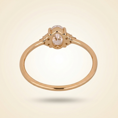 Oval Cut Diamond Engagement Ring with Cluster Side Accents