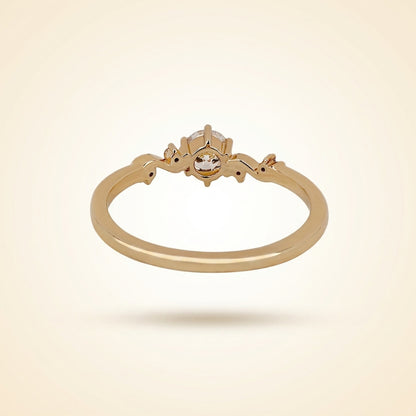 Round Cut Diamond Engagement Ring with Vine Accent Band