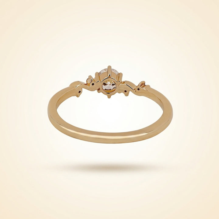 Round Cut Diamond Engagement Ring with Vine Accent Band