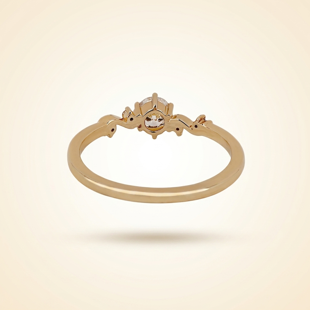 round cut diamond engagement ring with vine accent band