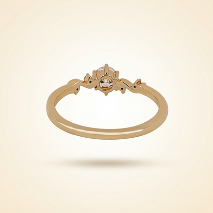 Round Cut Diamond Engagement Ring with Vine Accent Band