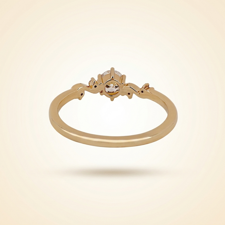 Round Cut Diamond Engagement Ring with Vine Accent Band