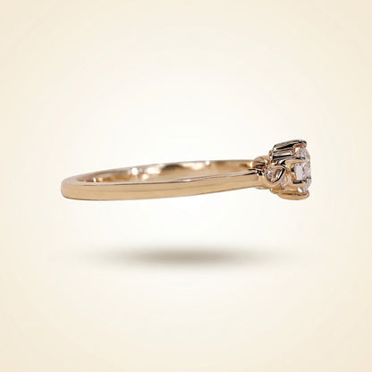 Round Cut Diamond Engagement Ring with Vine Accent Band