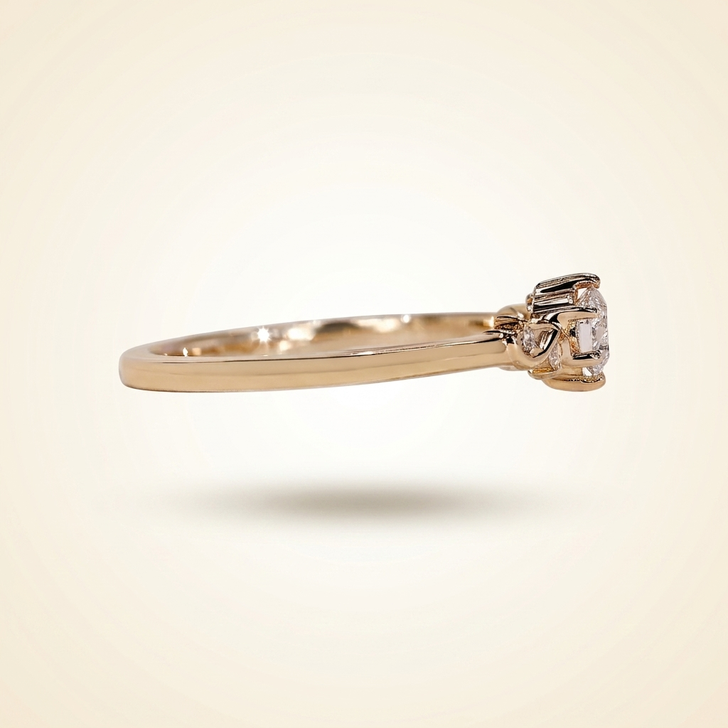 round cut diamond engagement ring with vine accent band