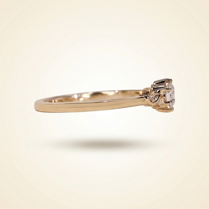 Round Cut Diamond Engagement Ring with Vine Accent Band