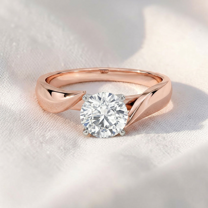 Round Cut Lab Grown Diamond Bypass Solitaire Engagement Ring